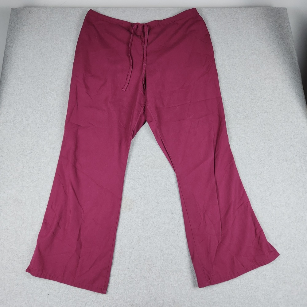 Cherokee Workwear Scrub Pants Women XL Wine Red Medical Drawstring Flared Leg